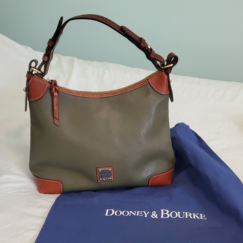 Dooney & Bourke Green and Tan Leather Shoulder Bag